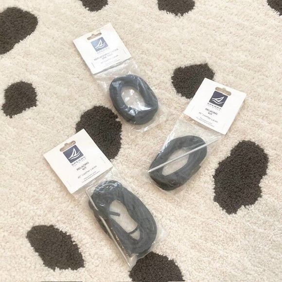 NWT Lot Sperry Black Navy Blue Leather Shoe Laces Replacement Kit Boat Shoes - Picture 3 of 6